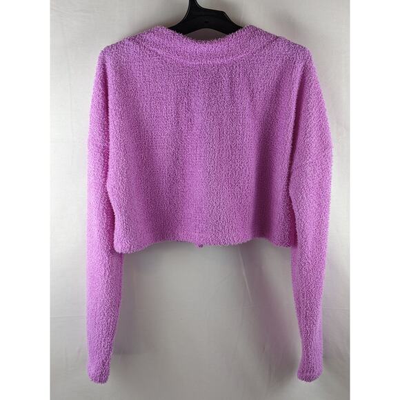 Wild Fable Cropped Cozy Shrug Cardigan‎ XS Violet Purple Button Up Fuzzy VNeck - Picture 8 of 11